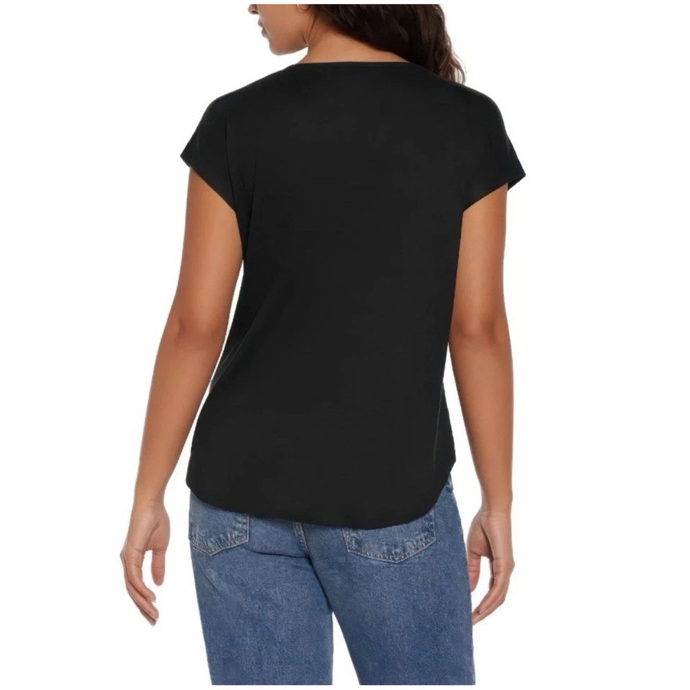 NWT Orvis Women’s Linen Blend Short Sleeve Top, Black linen scoop neckline‎ - Picture 2 of 8